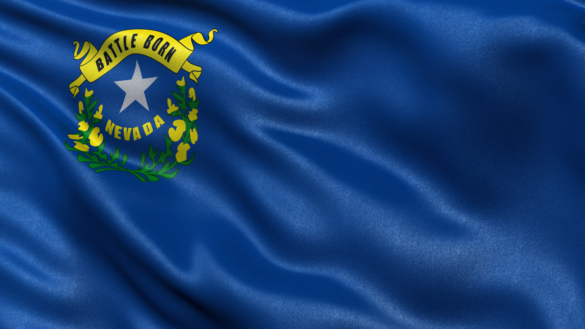 US state flag of Nevada with great detail waving in the wind.